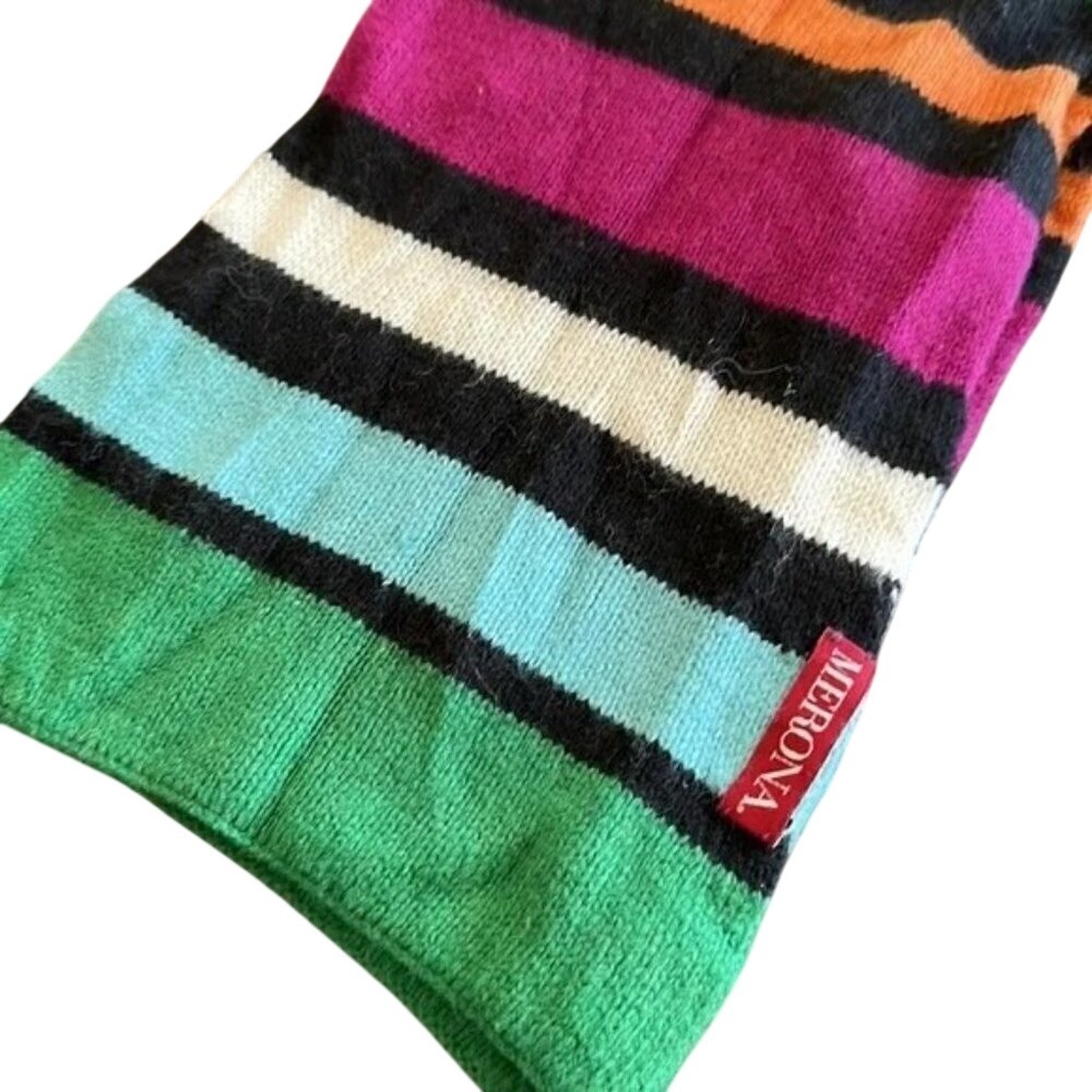 Merona Multi Color Striped Knit Scarf Green Blue Purple Orange Black White